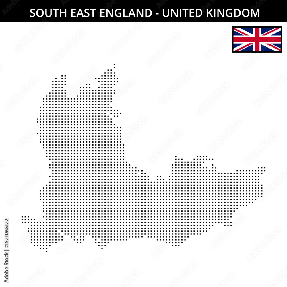 Obraz premium Small square dotted map of south-east-england in United Kingdom