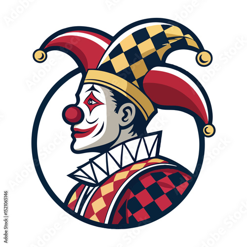 Harlequin Clown Jester Logo Vector Illustration