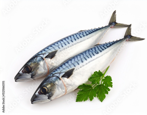 Fresh Mackerel Fish Isolated on White Background – High Quality Seafood Close Up Image
