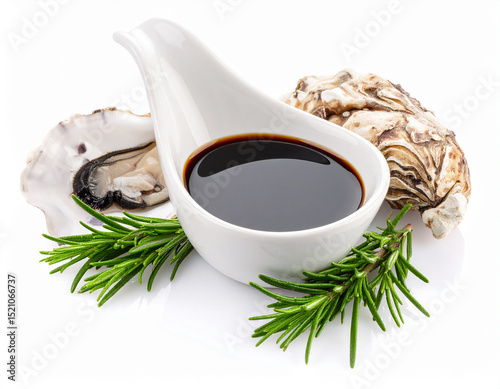 Oyster Sauce Isolated on White Background – Fresh Savory Seafood Condiment Close Up
