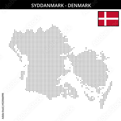 Small square dotted map of Syddanmark in Denmark