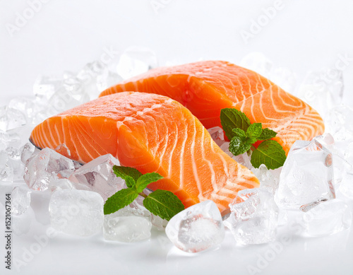 Fresh Salmon Fillet Isolated on White Background, High Quality Close Up Seafood for Culinary Use