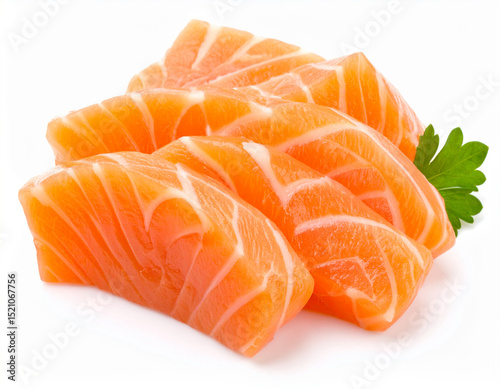 Fresh Salmon Fillet Isolated on White Background, High Quality Close Up Seafood for Culinary Use