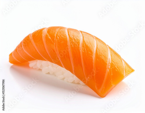 Salmon Sushi Isolated on White Background – Fresh Raw Seafood Japanese Cuisine Close Up