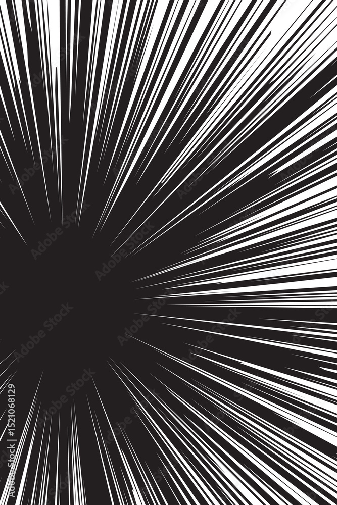 Obraz premium Comic book White radial rays, manga or anime speed lines, zoom and motion effects. Cartoon action background. Pop art style elements. Vector illustration