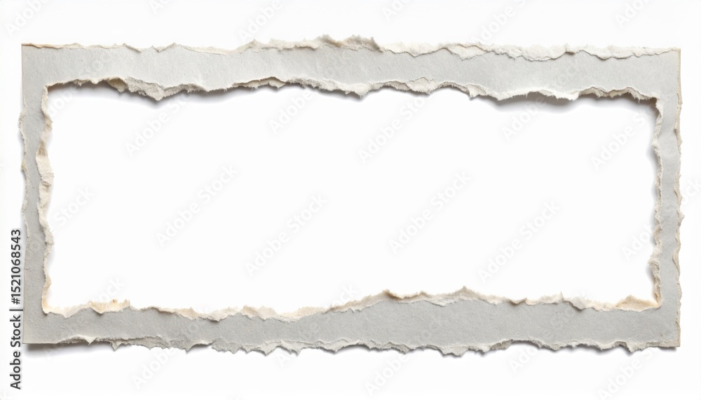 Obraz premium Grey Cardboard Rectangular Torn Paper Frame