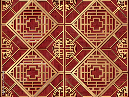 Traditional Chinese Geometric Lattice Seamless Pattern