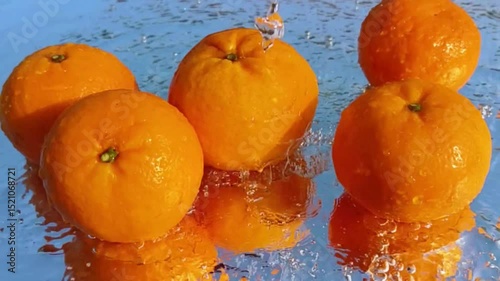 Orange with splash, drip and whirlpool. Makes a refreshing impression. Horizontal Video.