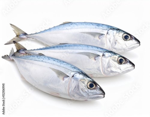 Fresh Skipjack Tuna Isolated on White Background, Close Up Seafood for Culinary and Commercial Use