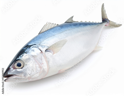 Fresh Skipjack Tuna Isolated on White Background, Close Up Seafood for Culinary and Commercial Use