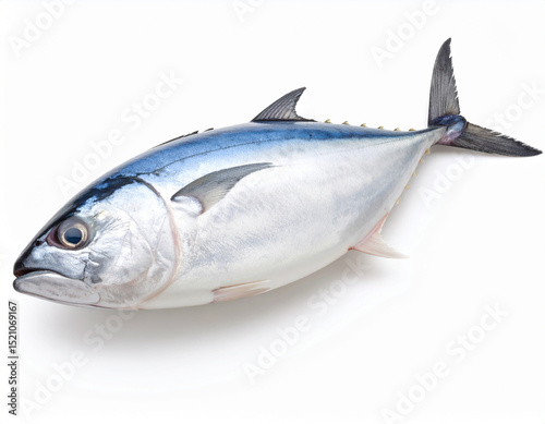 Fresh Skipjack Tuna Isolated on White Background, Close Up Seafood for Culinary and Commercial Use