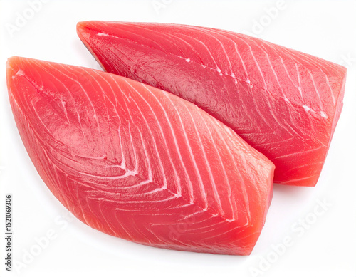 Fresh Skipjack Tuna Isolated on White Background, Close Up Seafood for Culinary and Commercial Use