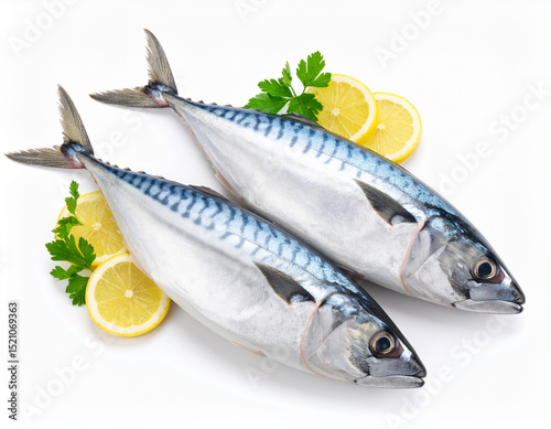 Fresh Skipjack Tuna Isolated on White Background, Close Up Seafood for Culinary and Commercial Use