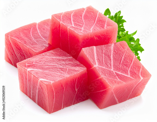 Fresh Skipjack Tuna Isolated on White Background, Close Up Seafood for Culinary and Commercial Use