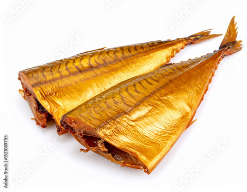 Smoked Skipjack Tuna Isolated on White Background – Fresh Seafood Close Up for Culinary Use