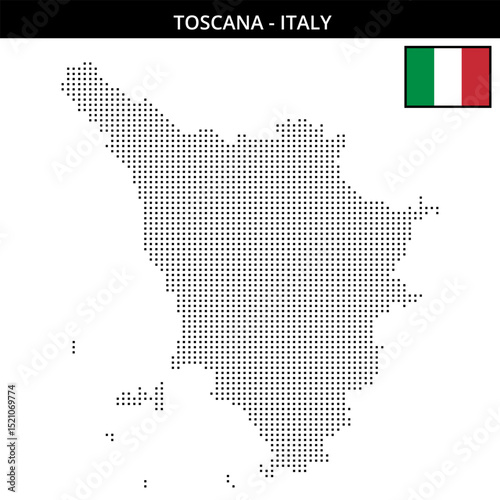 Small square dotted map of toscana in Italy
