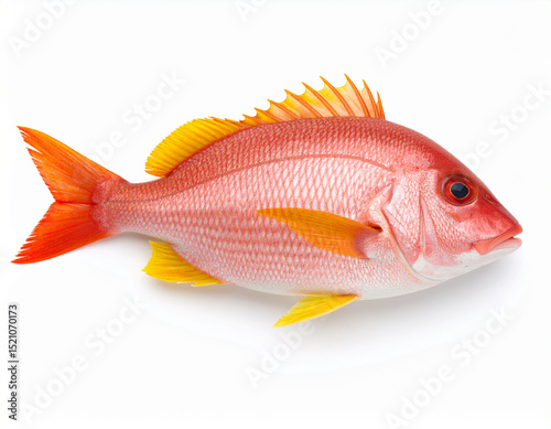 Fresh Snapper Fish Isolated on White Background, Seafood Close Up for Culinary Use