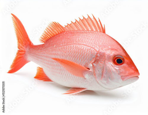 Fresh Snapper Fish Isolated on White Background, Seafood Close Up for Culinary Use