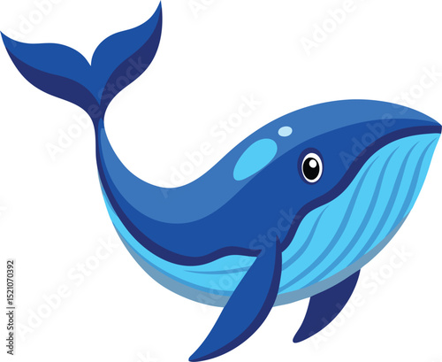 Blue Whale on White Background Illustration