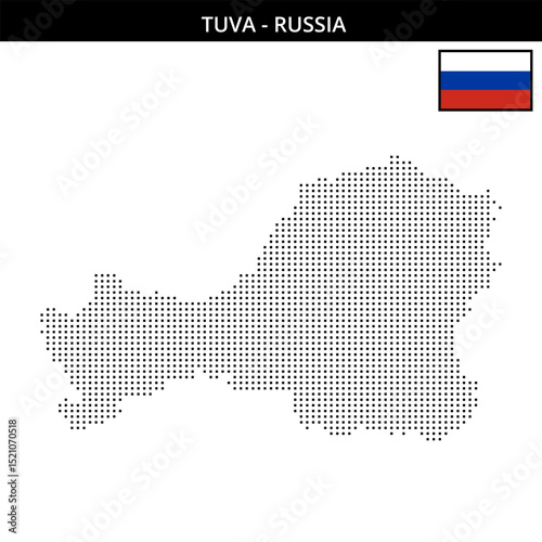 Small square dotted map of Tuva in Russia