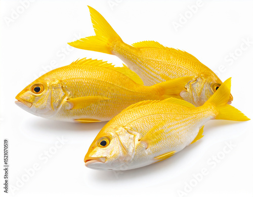 Fresh Snapper Fish Isolated on White Background, Seafood Close Up for Culinary Use