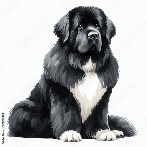 Gentle Giant dog Newfoundland isolated watercolor vector illustration svg