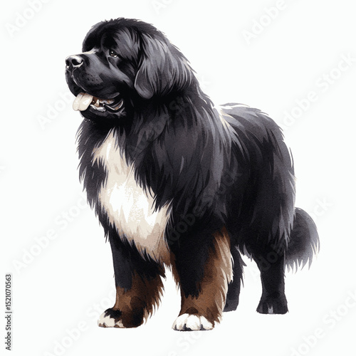 Soft Currents dog Newfoundland isolated watercolor vector illustration svg
