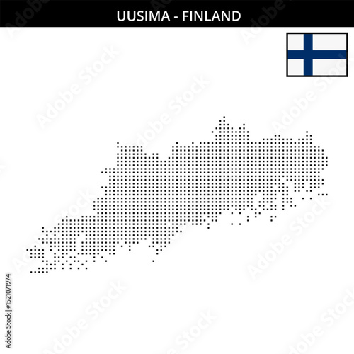 Small square dotted map of uusima in Finland