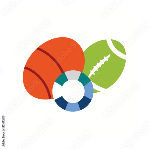Flat Design Sport Balls Including Rugby and Golf