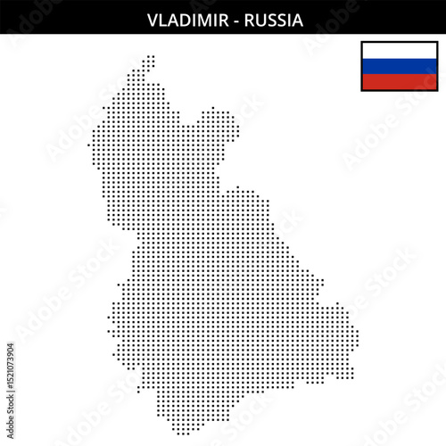 Small square dotted map of Vladimir in Russia