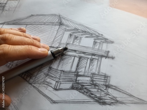 Architetto che progetta a mano libera - ufficio
