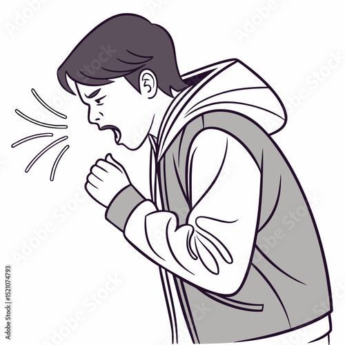 "Person Coughing – Sick Character Vector Illustration for Health and Medical Concept"

