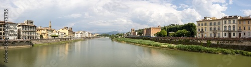 A panoramic view of Arno River and Florence from Ponte alle Grazie