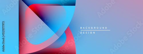 Abstract gradients overlap, creating vibrant visual effect. Soft blues, reds blend into purple hues. Minimal text present.