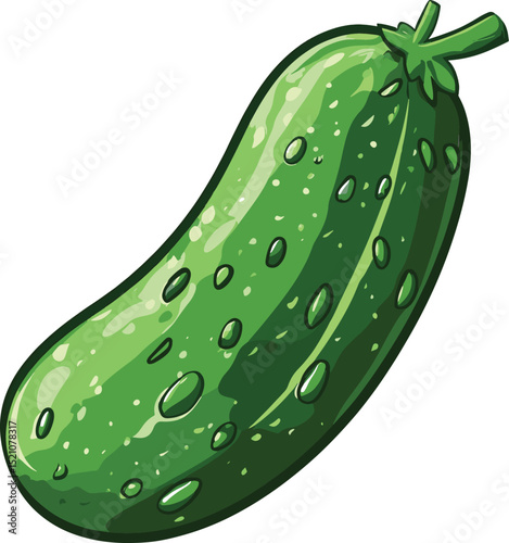 Crisp Cucumber: A vibrant close-up of a single, fresh cucumber, showcasing its juicy texture and refreshing appeal, perfect for culinary and health themes.