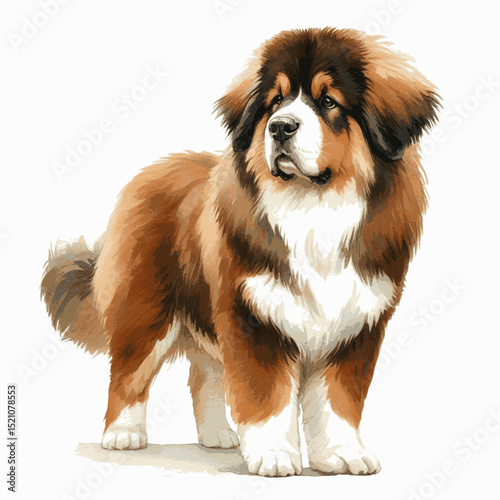 Noble Strokes dog Tibetan Mastiff isolated watercolor vector illustration svg