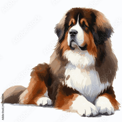 Mountain Monarch dog Tibetan Mastiff isolated watercolor vector illustration svg