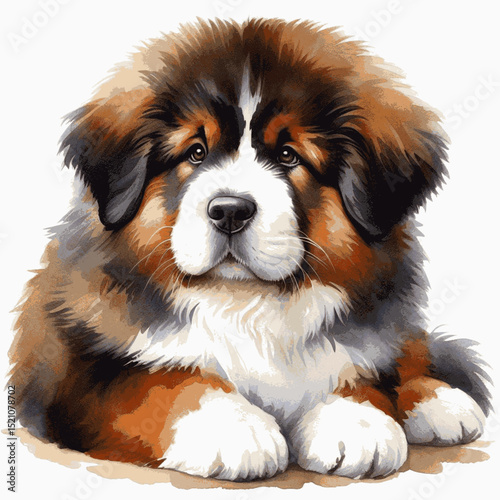 Guardian Spirit dog Tibetan Mastiff isolated watercolor vector illustration svg