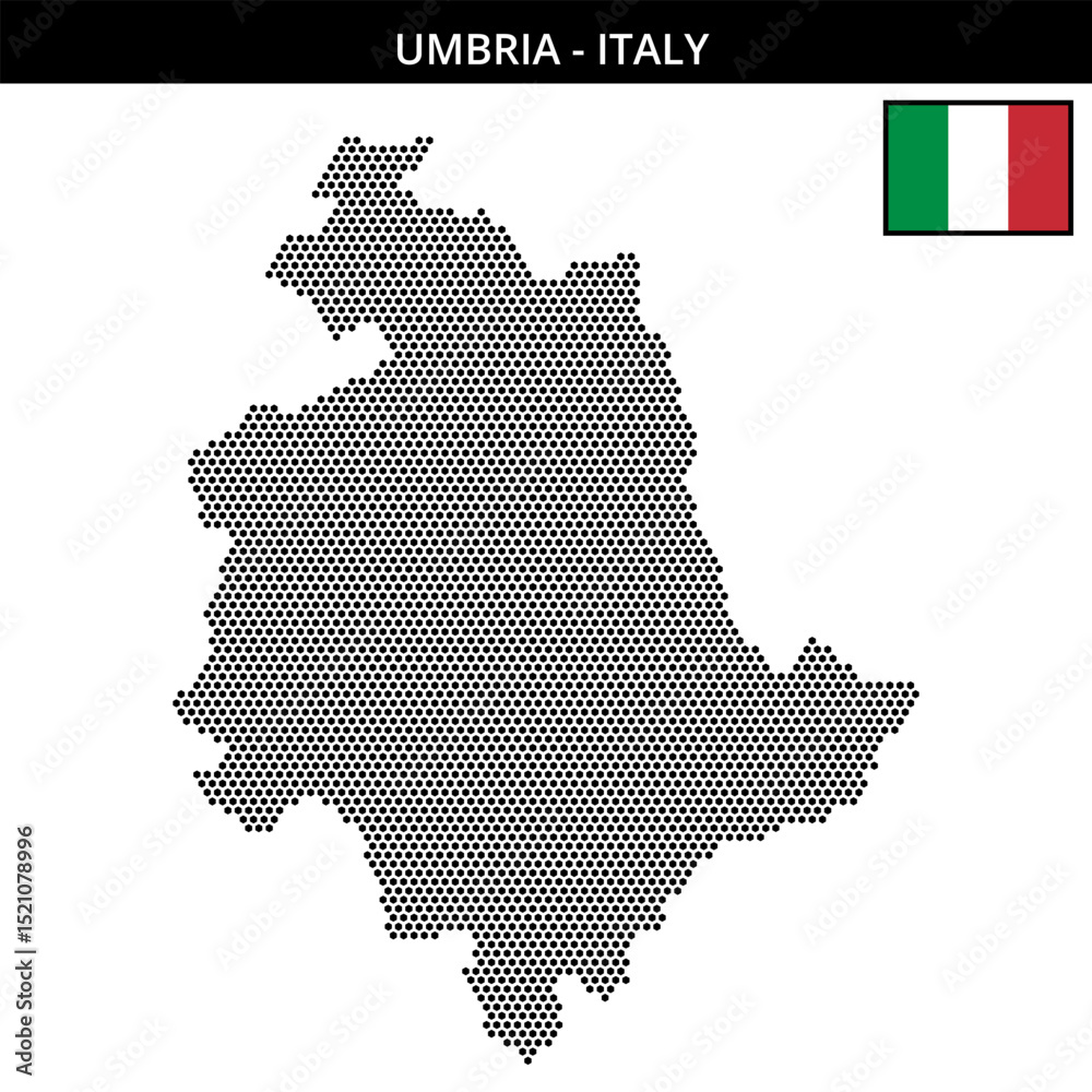 Obraz premium Small hexagonal dotted map of umbria in Italy