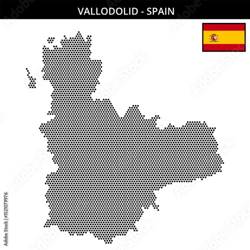 Small hexagonal dotted map of vallodolid in Spain