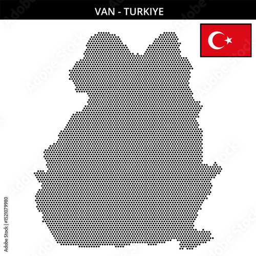 Small hexagonal dotted map of van in Turkiye