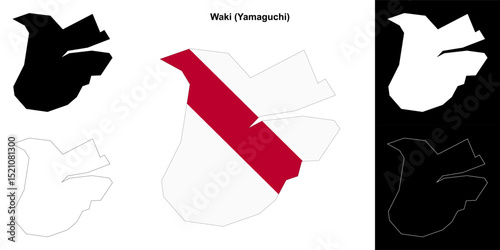 Waki (Yamaguchi) outline map set