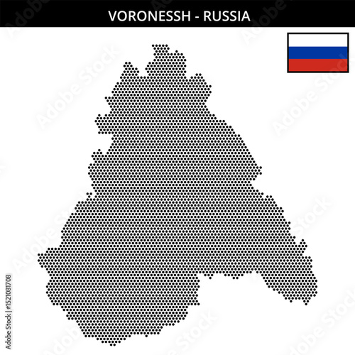 Small hexagonal dotted map of Voronessh in Russia