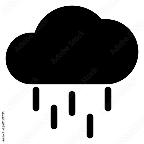 Black and white drawing of a cloud with rain falling from it. Concept of sadness and melancholy
