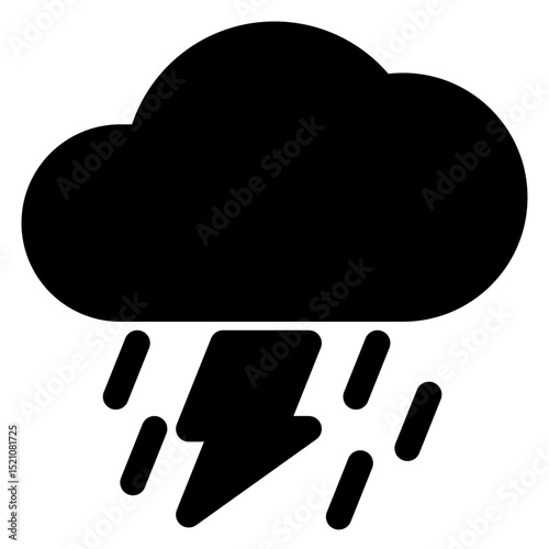 Black and white drawing of a storm cloud with a lightning bolt. Scene is ominous and foreboding