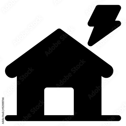 House with a lightning bolt on it. The house is black and white