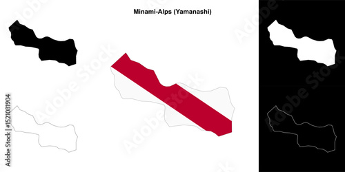 Minami-Alps (Yamanashi) outline map set
