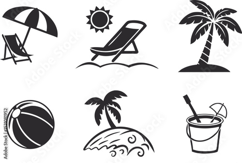 Beach Vacation Icons Set