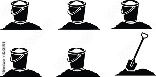 Sand Bucket and Shovel Icons