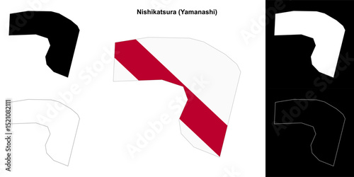 Nishikatsura (Yamanashi) outline map set